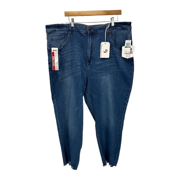 Gogo Jeans High Rise Relaxed Fit Frayed Hem Mom Jeans - Medium Wash - size 24 - Picture 1 of 11